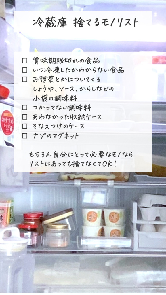 冷蔵庫断捨離リスト