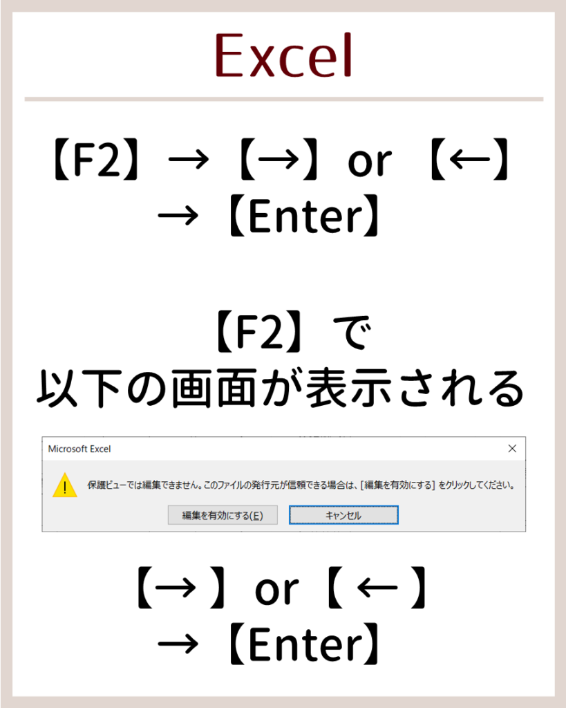 excel 編集 を 有効 に する ショートカット