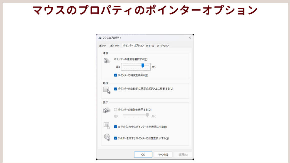 パソコン作業が速くなるマウスの設定ポインターオプションの画像